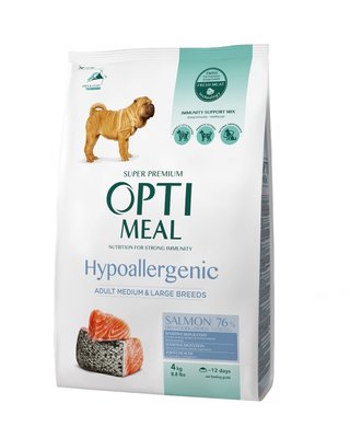 OPTIMEAL Гіпоалергенний сухий корм для дорослих собак середніх та великих порід, з лососем 4 кг B1761701 фото
