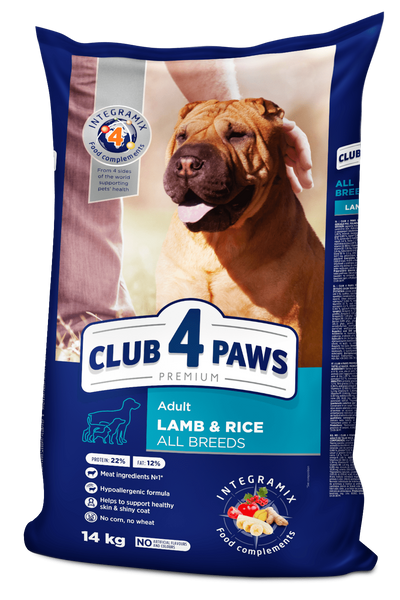 Club 4 Paws (Клуб 4 Лапи) Premium сухий, ягня-рис, всі породи собак 14,0 кг B4530801 фото
