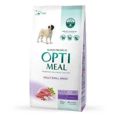 OPTIMEAL Сухий корм для собак малих порід з качкою 1,5 кг B1721501 фото