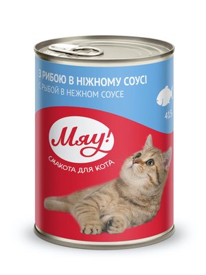 "Мяу" повнораціонний консервований корм для дорослих котів «З рибою в ніжному соусі» 0,415 кг B2200204 фото