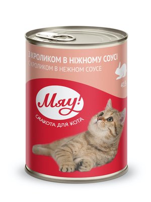 "Мяу" повнораціонний консервований корм для дорослих котів"З кроликом в ніжному соусі" 0,415 кг B2200504 фото