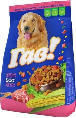 ГАВ повнораціонний сухий корм для дорослих собак з м'ясним асорті 0,5 кг B1110103 фото