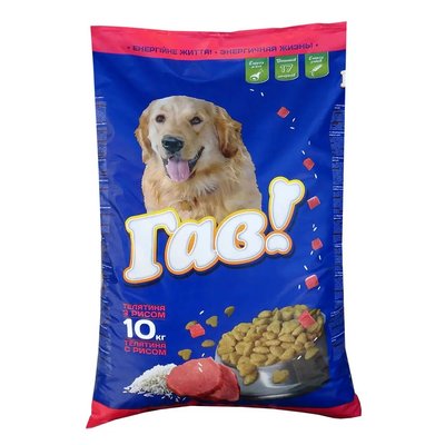 ГАВ повнораціонний сухий корм для дорослих собак з телятиною та рисом 10 кг B1120404 фото